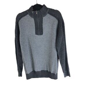 Xray Jeans Mens Quarter Zip Mock Neck Pullover Sweater Colorblock Gray Size L